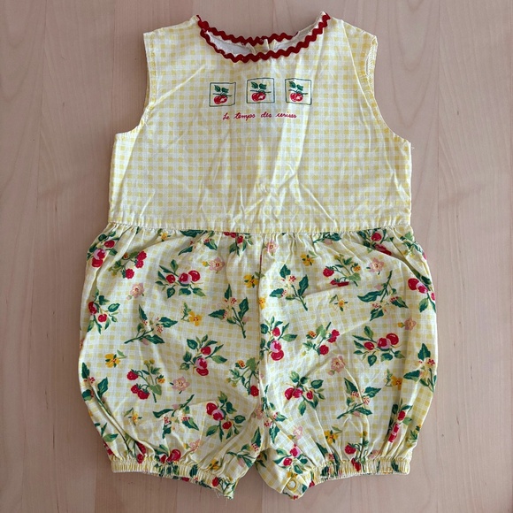 Frisco Other - Vintage Frisco floral and yellow gingham romper 24M